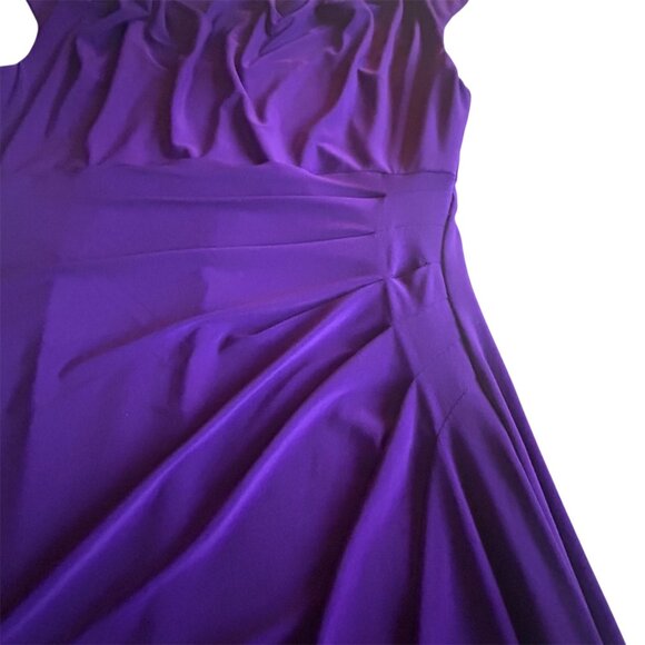 Lauren Ralph Lauren Purple Ruched Sheath Dress Size 10 Cowl Neck Cocktail Midi - Picture 5 of 7